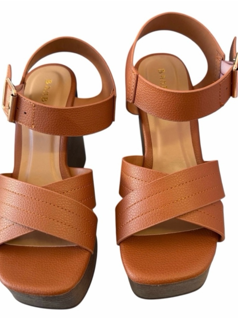 Bamboo Timber Wedge Platform Open Toe Sandal Light Brown Women's Summer SIZE 9 - Picture 4 of 6